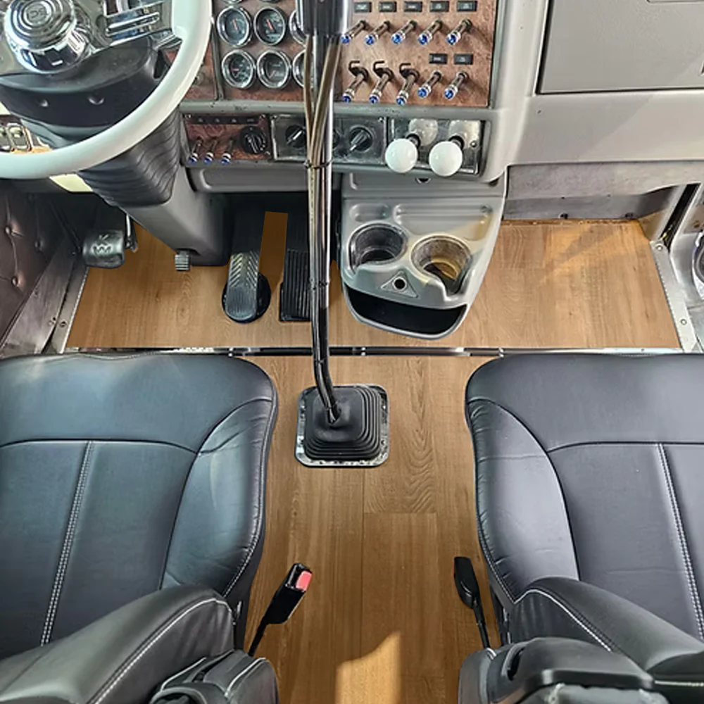 Kenworth T660, W900 1990-2005 Vinyl Plank Wood Flooring with Shifter Cutout - Image 8