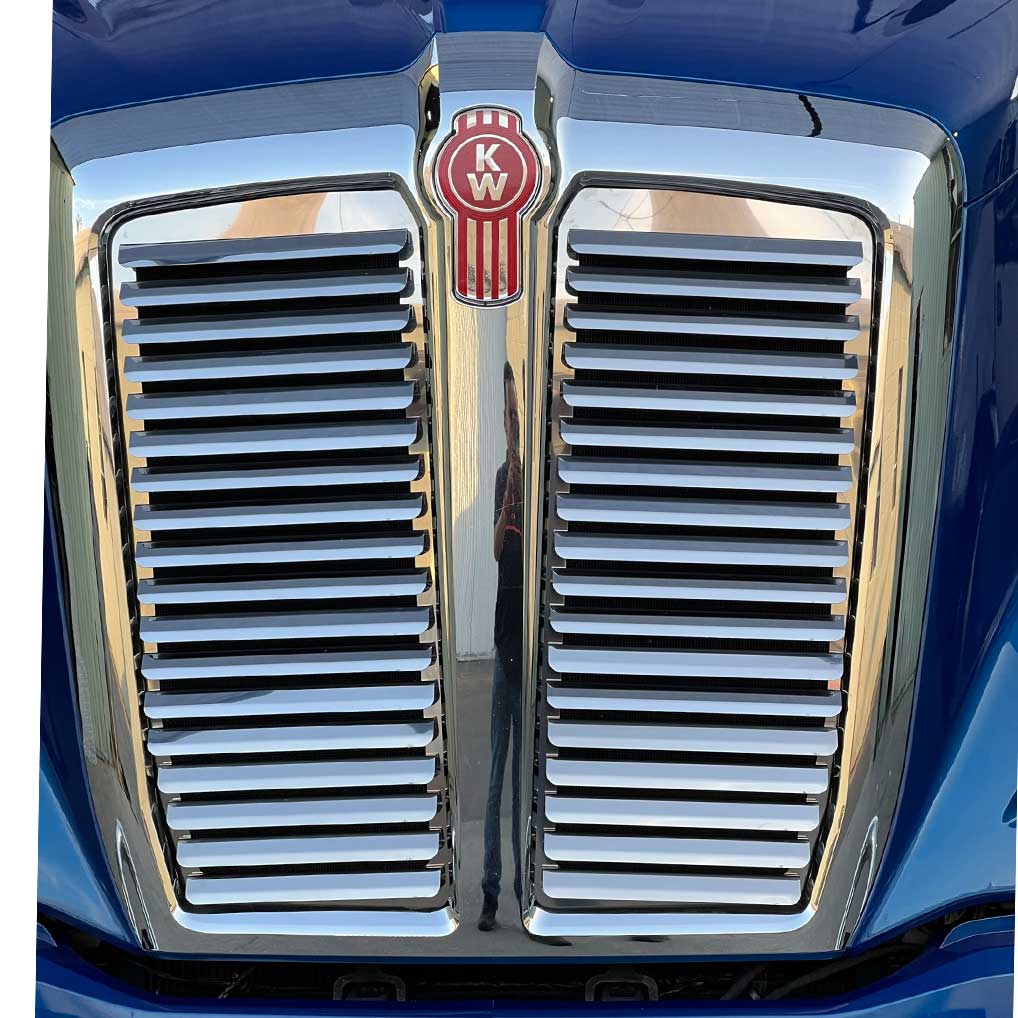 Kenworth T680 2021-2024 Stainless Hood Grill with 18 Louvers Per Side - Image 2