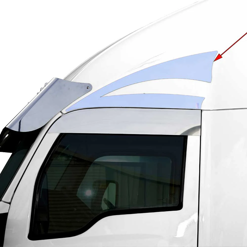 Kenworth T680, T880, W990 2013-21 Stainless Cab Upper Door Trim with Cutout