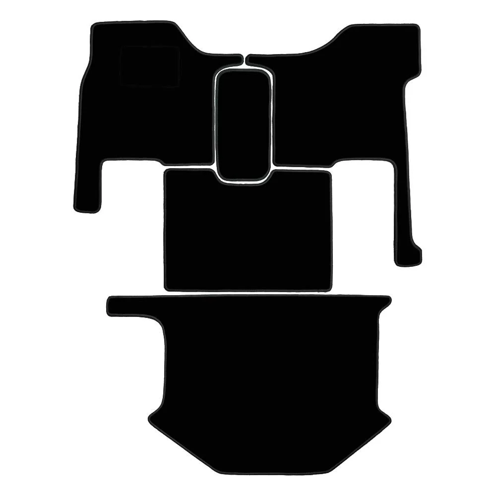 Kenworth T680, T880, W990 Black Carpeted Floor Mat Set with Black Trim