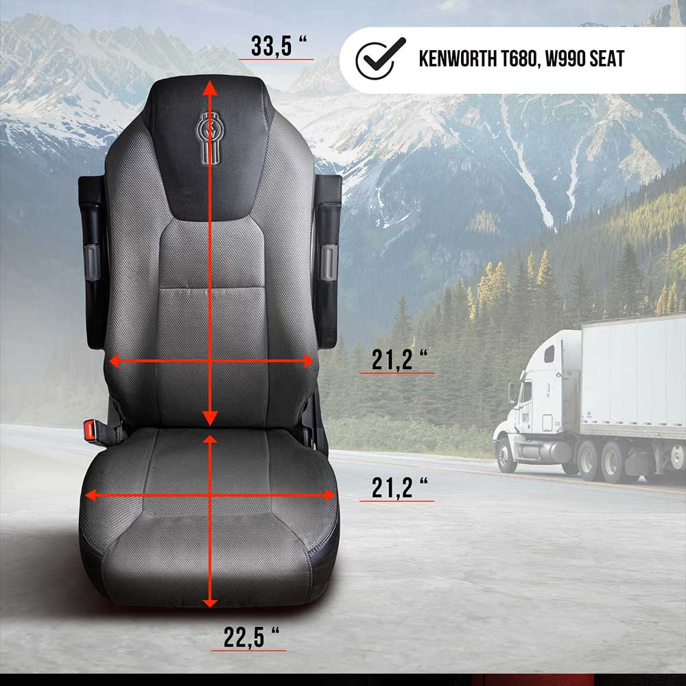 Kenworth T680, T880, W990 Black Cloth Seat Cover - Image 9