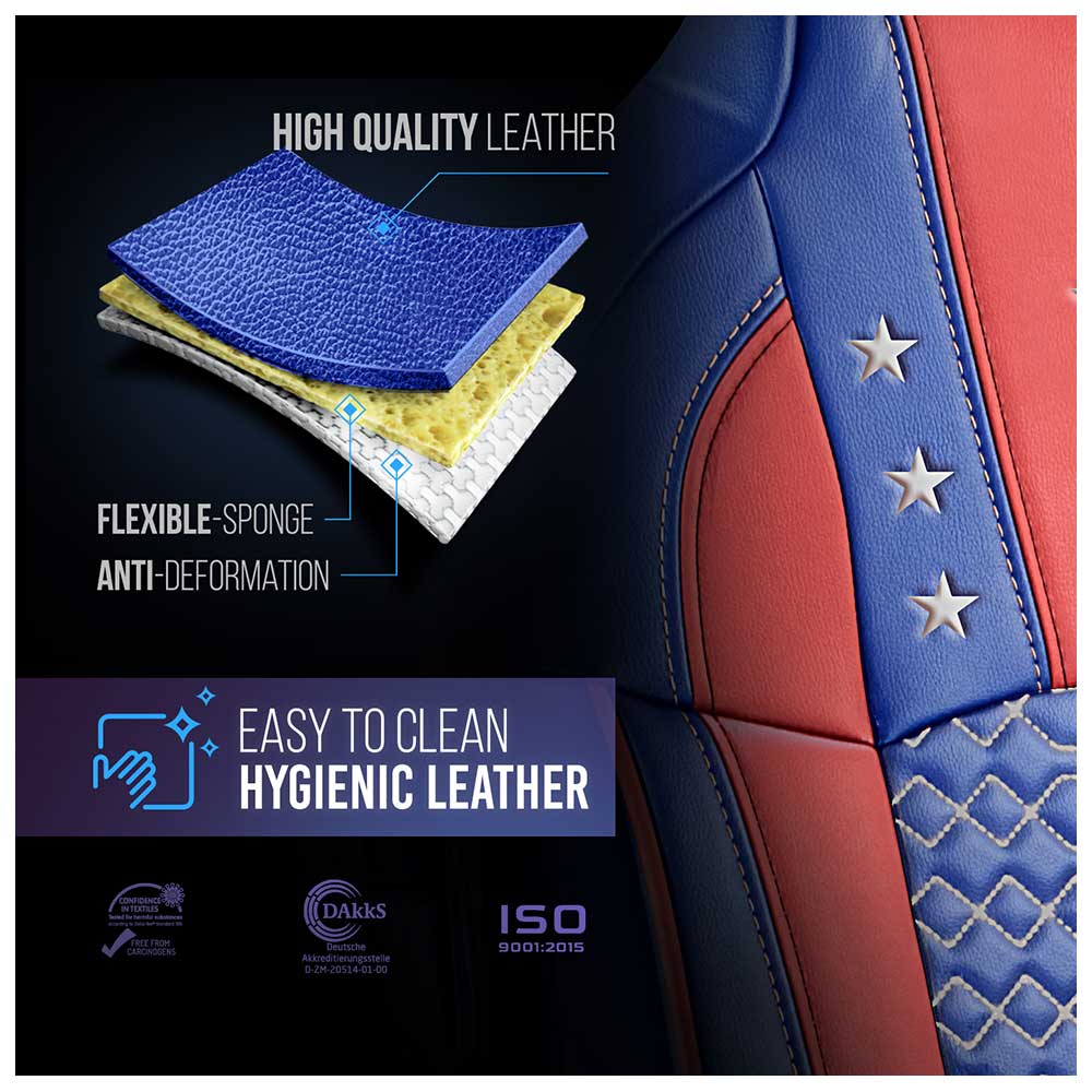 Kenworth T680, T880, W990 USA Flag Design Faux Leather Seat Covers - Image 4