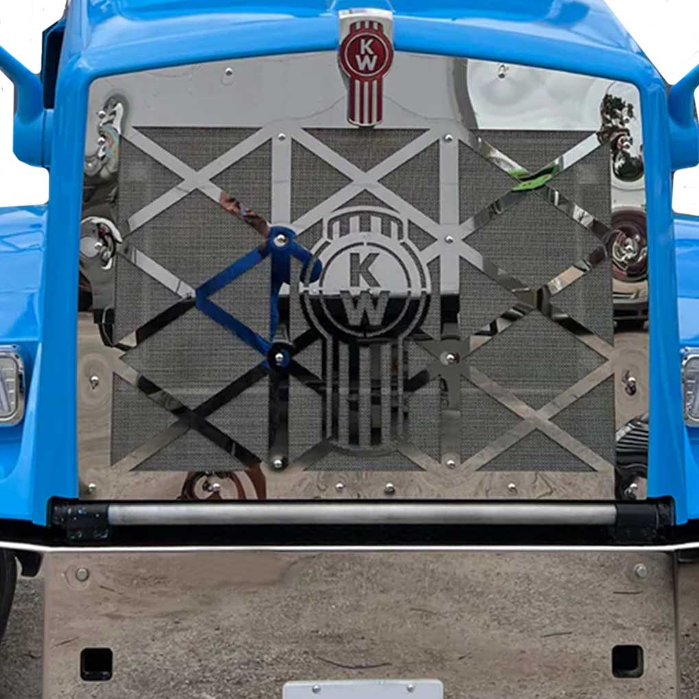 Kenworth T800 Stainless Steel Big Grille with Kenworth Logo and Mesh