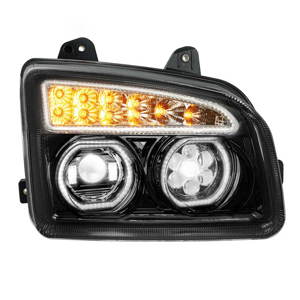 Kenworth T880 LED Headlight with Turn Signal and White Halo - Image 17
