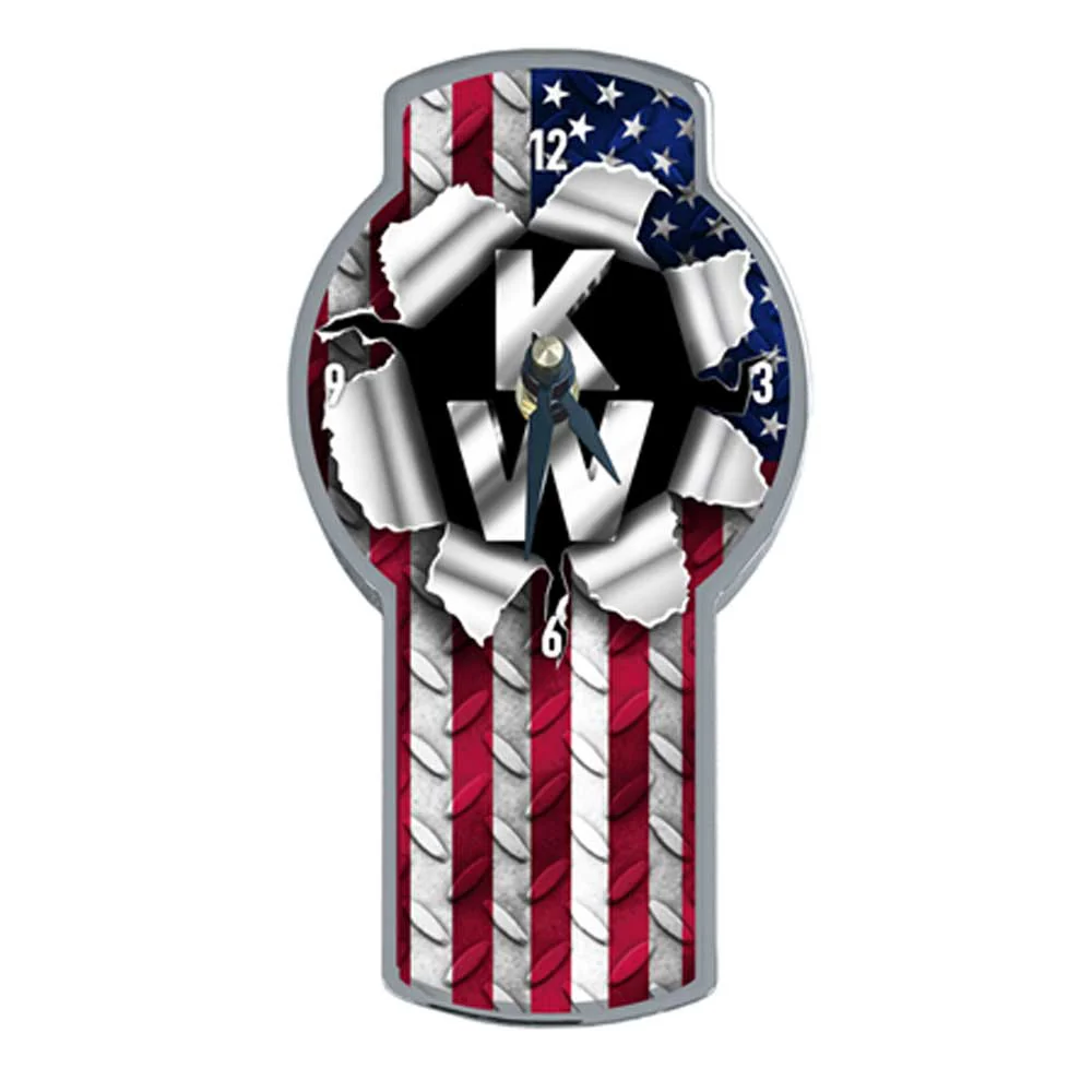 Kenworth USA Flag Chrome Aluminum Clock - Image 3