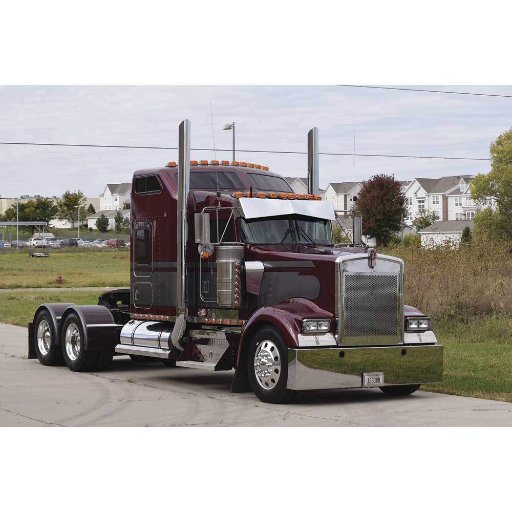 Kenworth W900 Chrome Stainless Bowtie Visor - Image 2