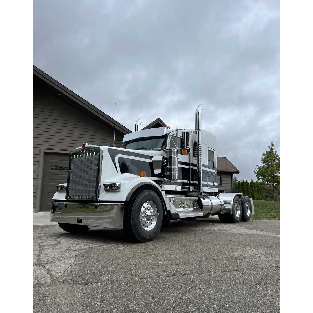 Kenworth W900 Curved Windshield Chrome Stainless 10" Straight Shorty Visor - Image 2