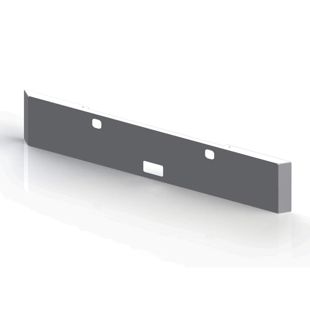 Kenworth W900B, W900L 18" Chrome Plated Mitered End Blind Mount Bumper with Step and Tow Holes