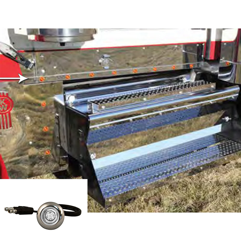 Kenworth W900L 2011+ Cab Panels Amber/Clear 3/4" Button LED Lights