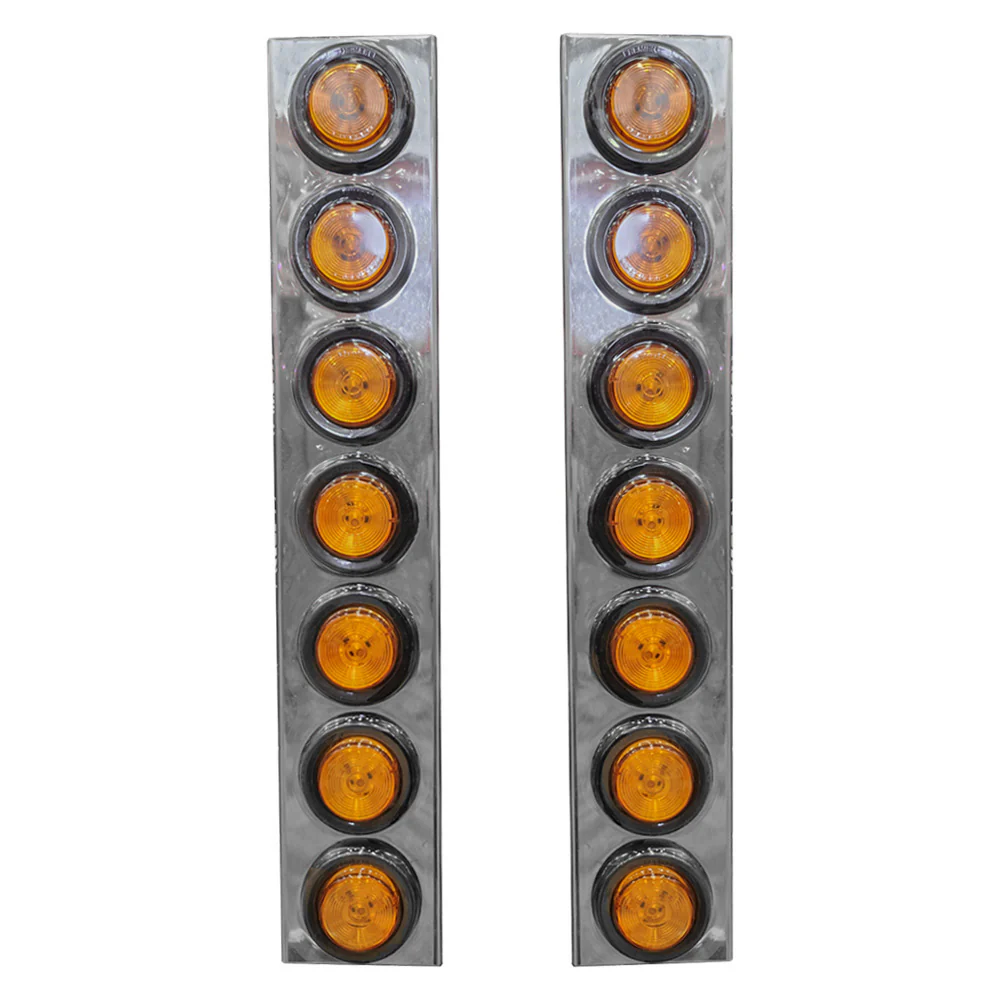 Kenworth W900L Front Center Air Cleaner Light Bar with Seven Amber 2" LED Lights