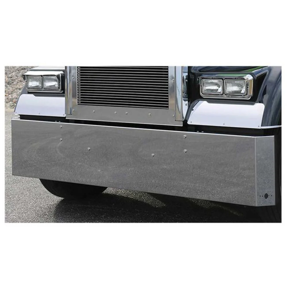 Kenworth W900L/W900B 20" Stainless Steel Standard Mount Mitered End Bumper with 2 Watermelon Light Cutouts
