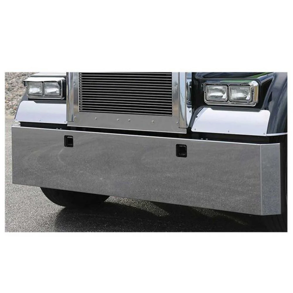 Kenworth W900L, W900B Stainless Steel 18" Mitered End Blind Mount Bumper with Tow Holes