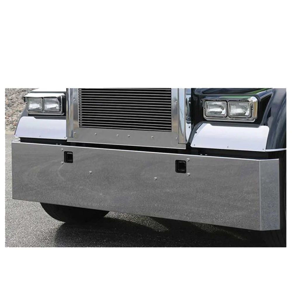 Kenworth W900L/W900B Stainless Steel 20" Standard Mount Mitered End Bumper with 3/4" Under Glow Cutouts and Tow Holes - Image 2