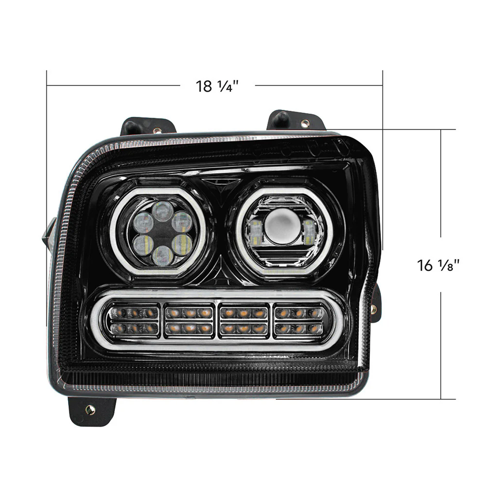 Kenworth W990 Black High Power LED Turn, LED Halo Light Headlight - Image 5