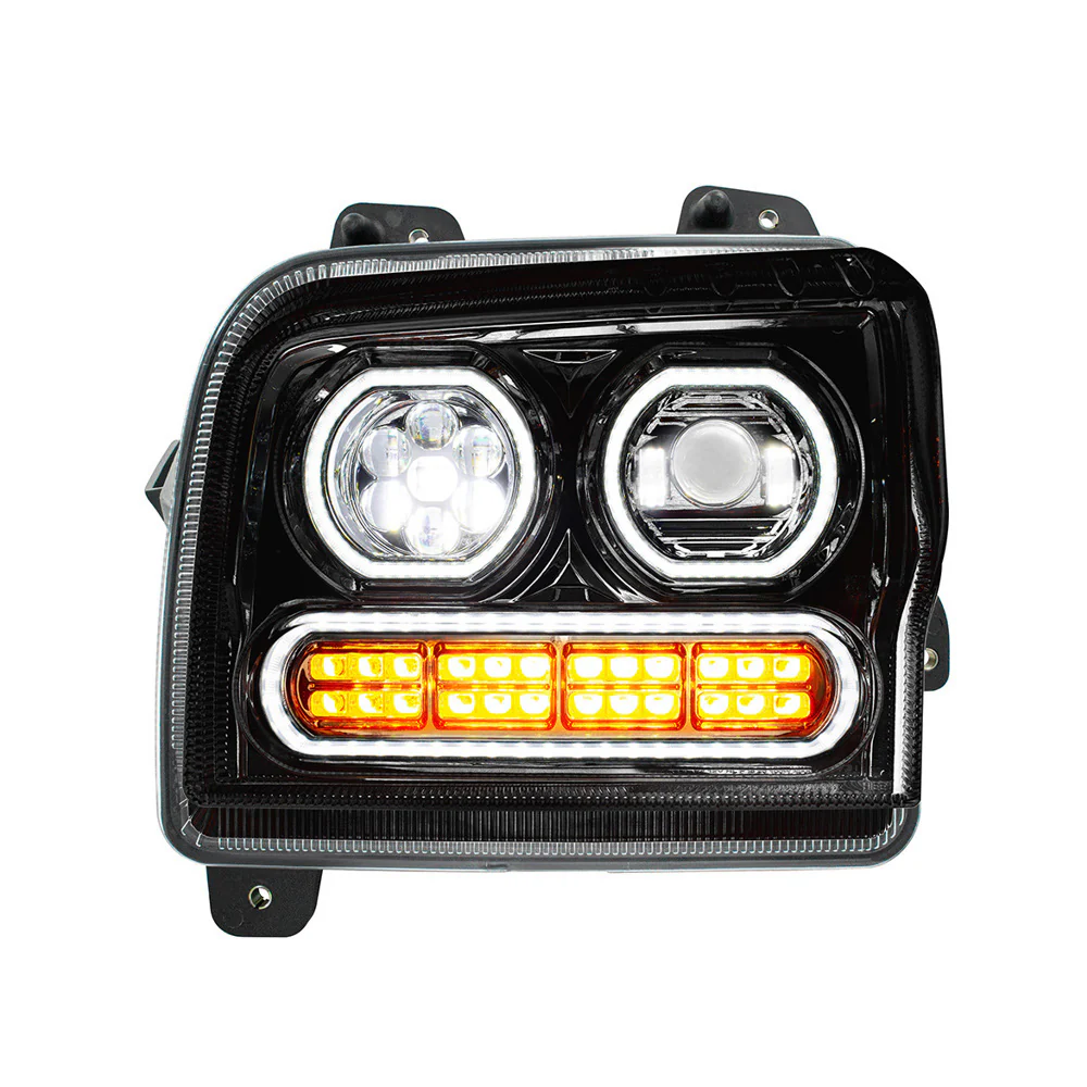 Kenworth W990 Black High Power LED Turn, LED Halo Light Headlight - Image 9