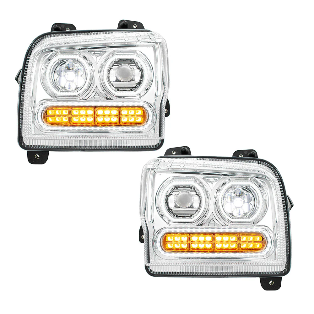 Kenworth W990 Chrome High Power LED Turn, LED Halo Light Headlight