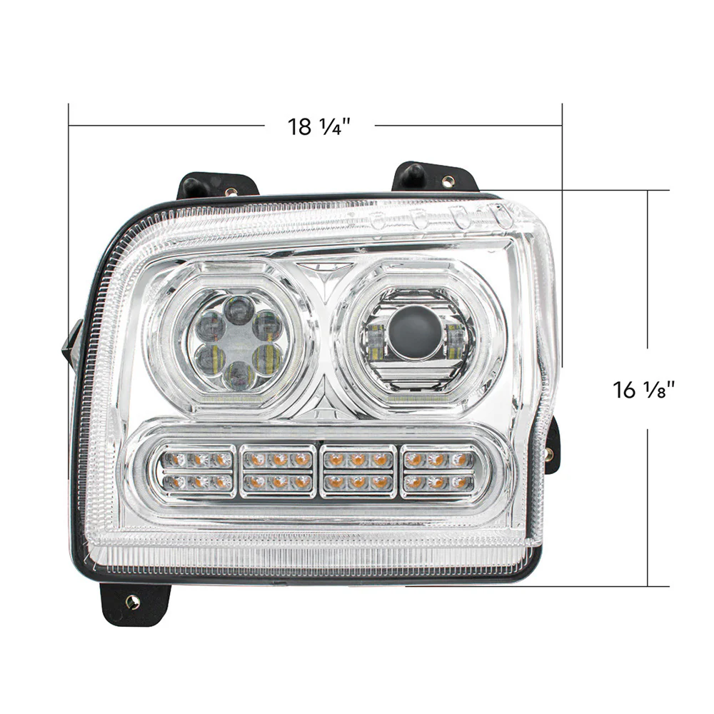 Kenworth W990 Chrome High Power LED Turn, LED Halo Light Headlight - Image 5