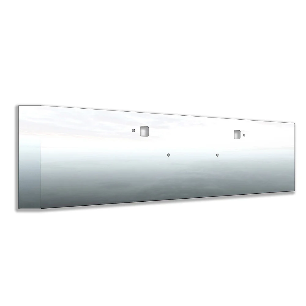 Kenworth W990 Stainless Steel 18" Standard Mount Mitered End Bumper with 3/4" Under Glow Light Cutouts and Tow Holes - Image 2