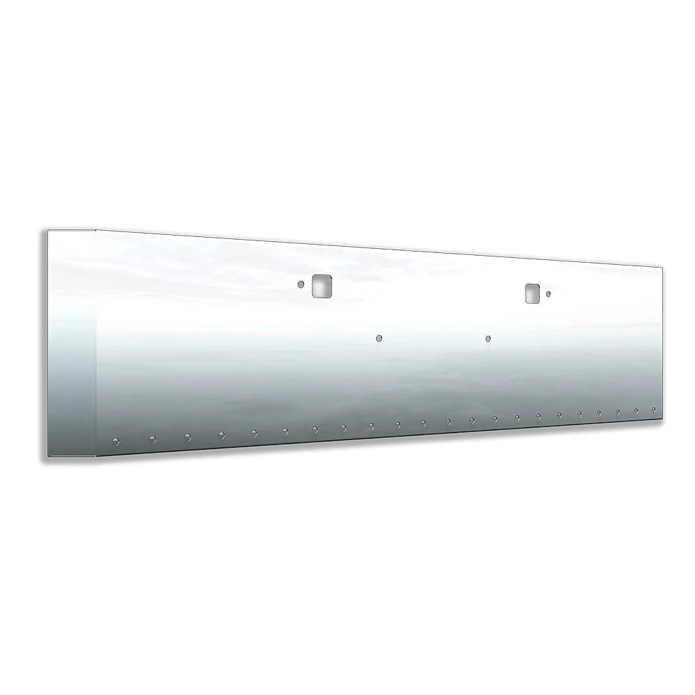 Kenworth W990 Stainless Steel 18" Standard Mount Mitered End Bumper with Twenty-Two 3/4" Light Cutouts and Tow Holes - Image 2