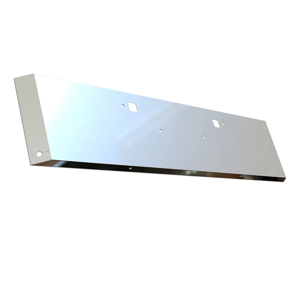 Kenworth W990 Stainless Steel 18" Standard Mount Mitered End Bumper with Watermelon Light Cutouts and Tow Holes