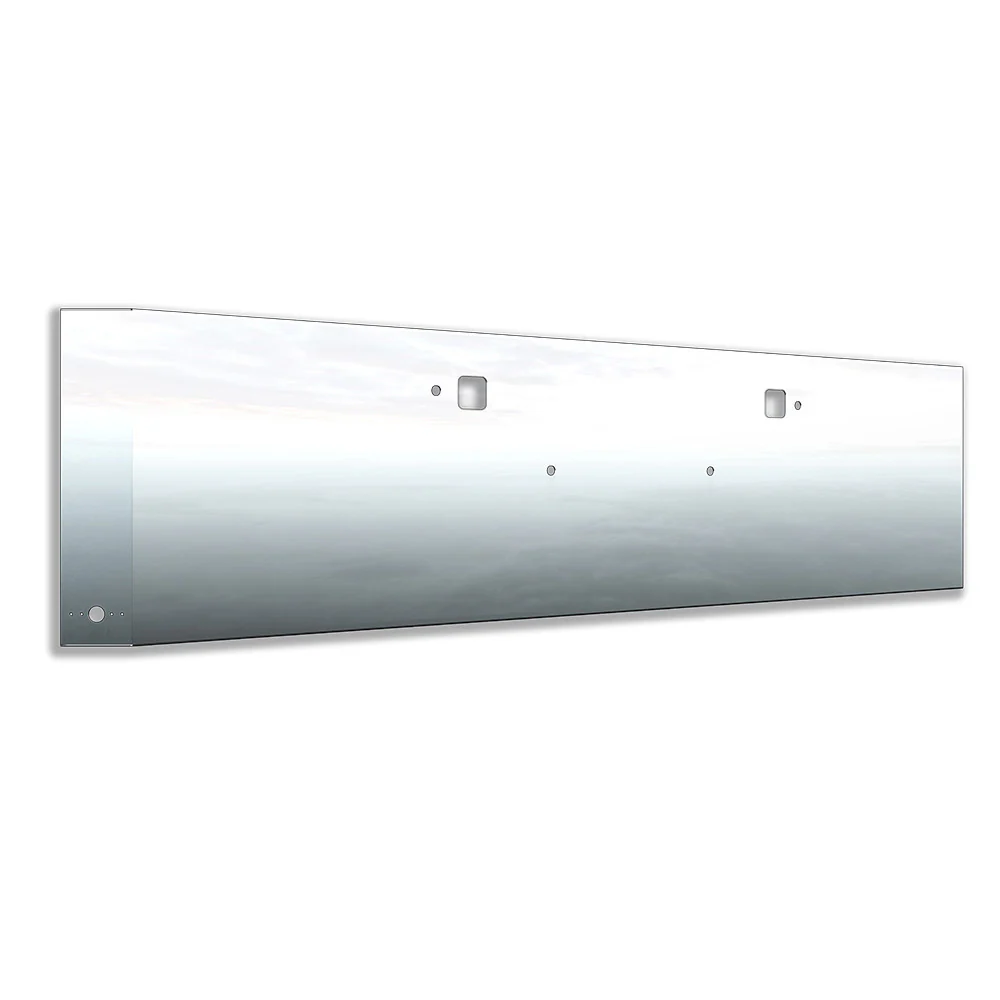 Kenworth W990 Stainless Steel 18" Standard Mount Mitered End Bumper with Watermelon Light Cutouts and Tow Holes - Image 2