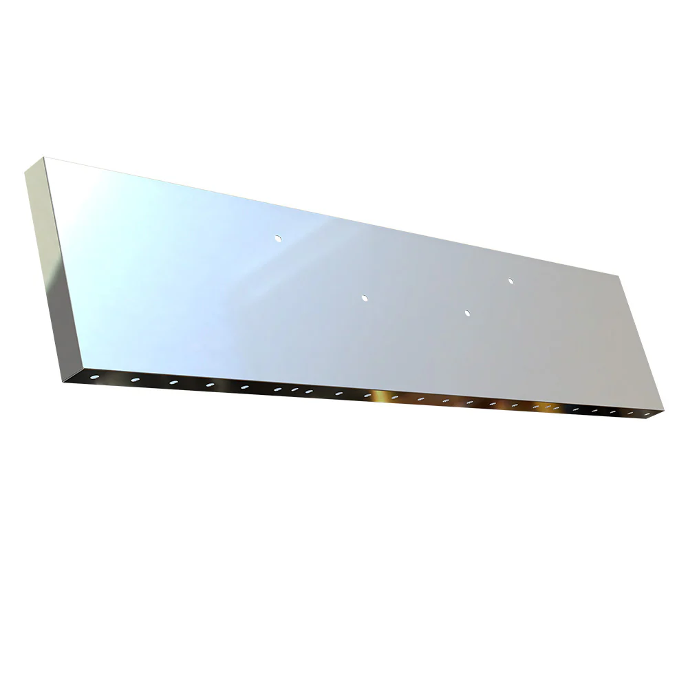 Kenworth W990 Stainless Steel 20" Standard Mount Boxed End Bumper with 3/4" Under Glow Light Cutouts