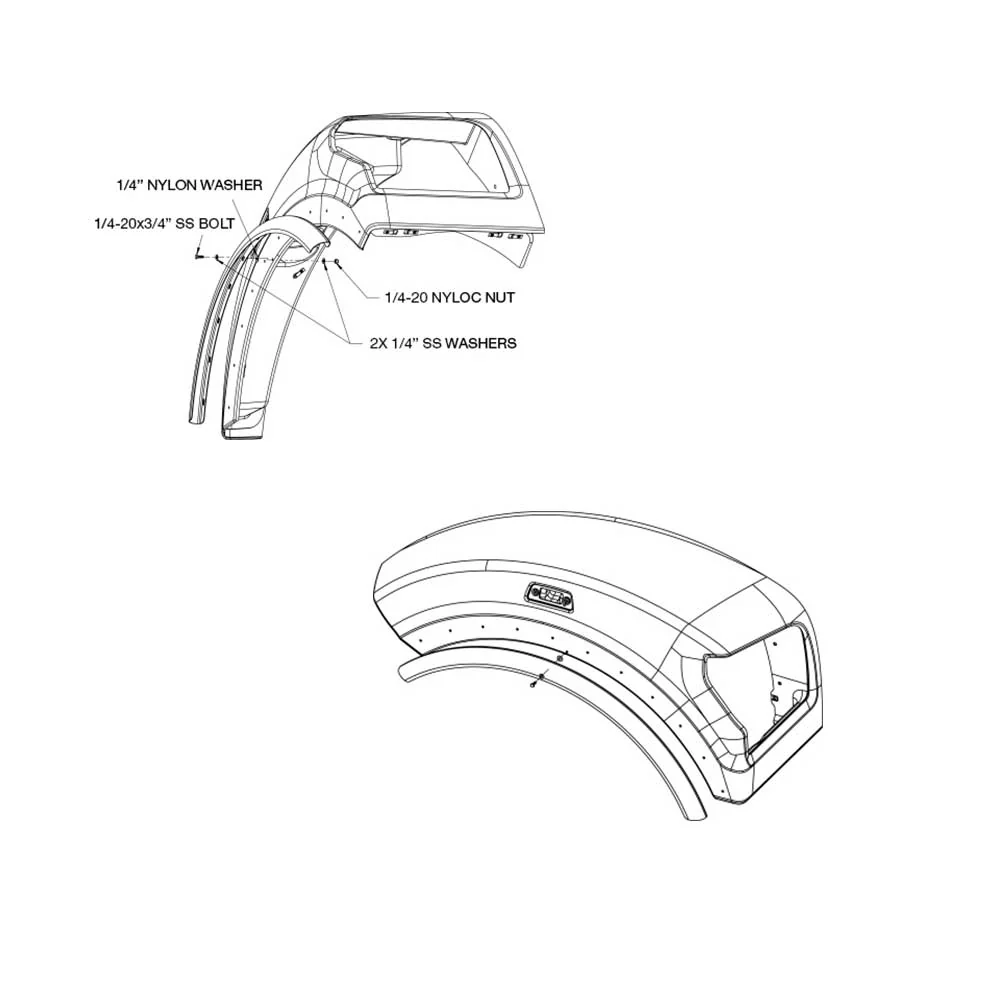 Kenworth W990, T880 (Set Forward) Stainless Steel Fenderettes - Image 2