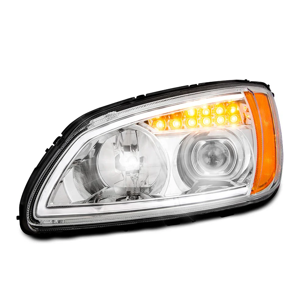 KW T660 Chrome Headlight with LED Turn Signal D/S
