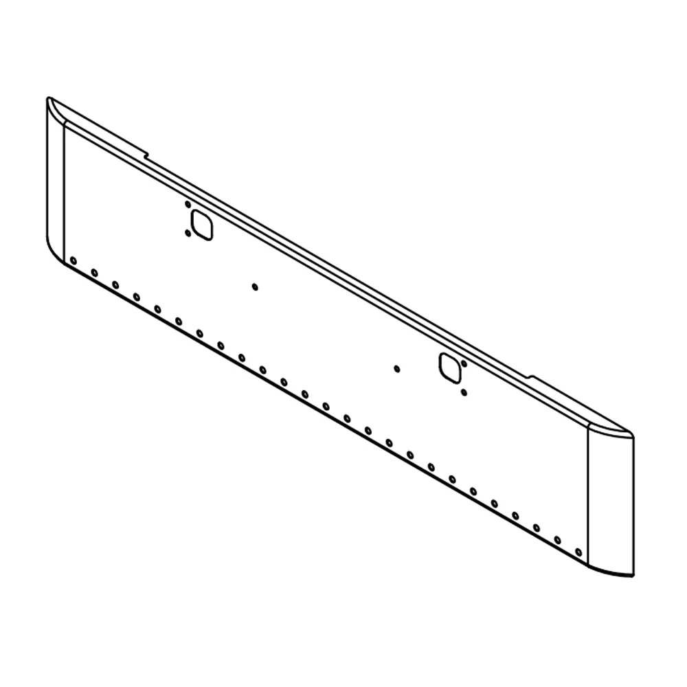 KW W900B, W900L 20" Square Rolled End Bumper with Twenty-Five 3/4" Light Cutouts