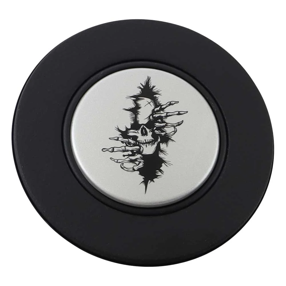 Magnetic Horn Button with Crawling Skull on Silver Medallion - Image 12
