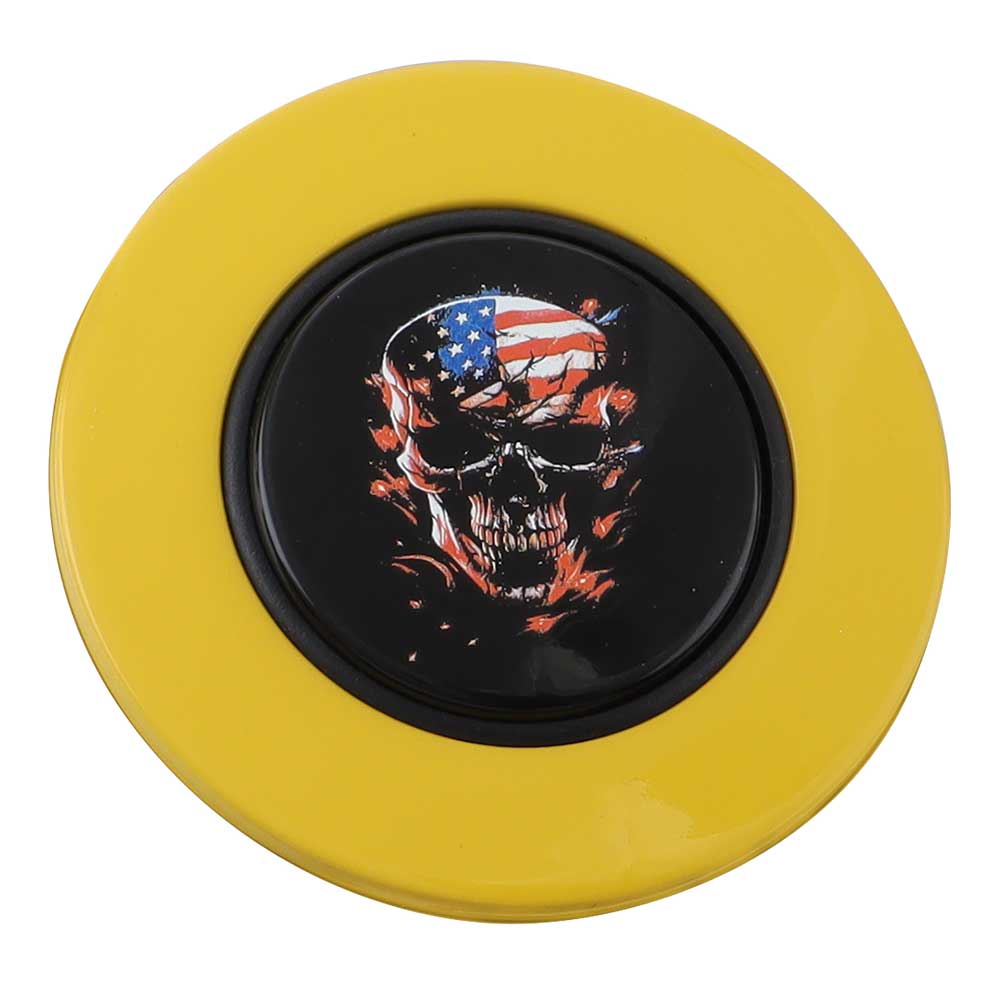 Magnetic Horn Button with Flag Skull on Black Medallion - Image 7