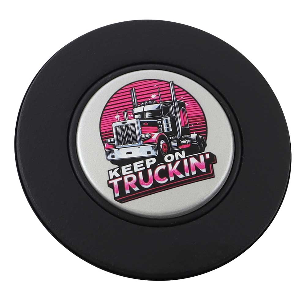 Magnetic Horn Button with Keep On Truckin on Silver Medallion - Image 13