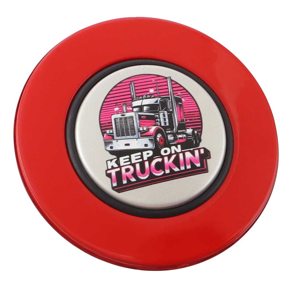 Magnetic Horn Button with Keep On Truckin on Silver Medallion - Image 5