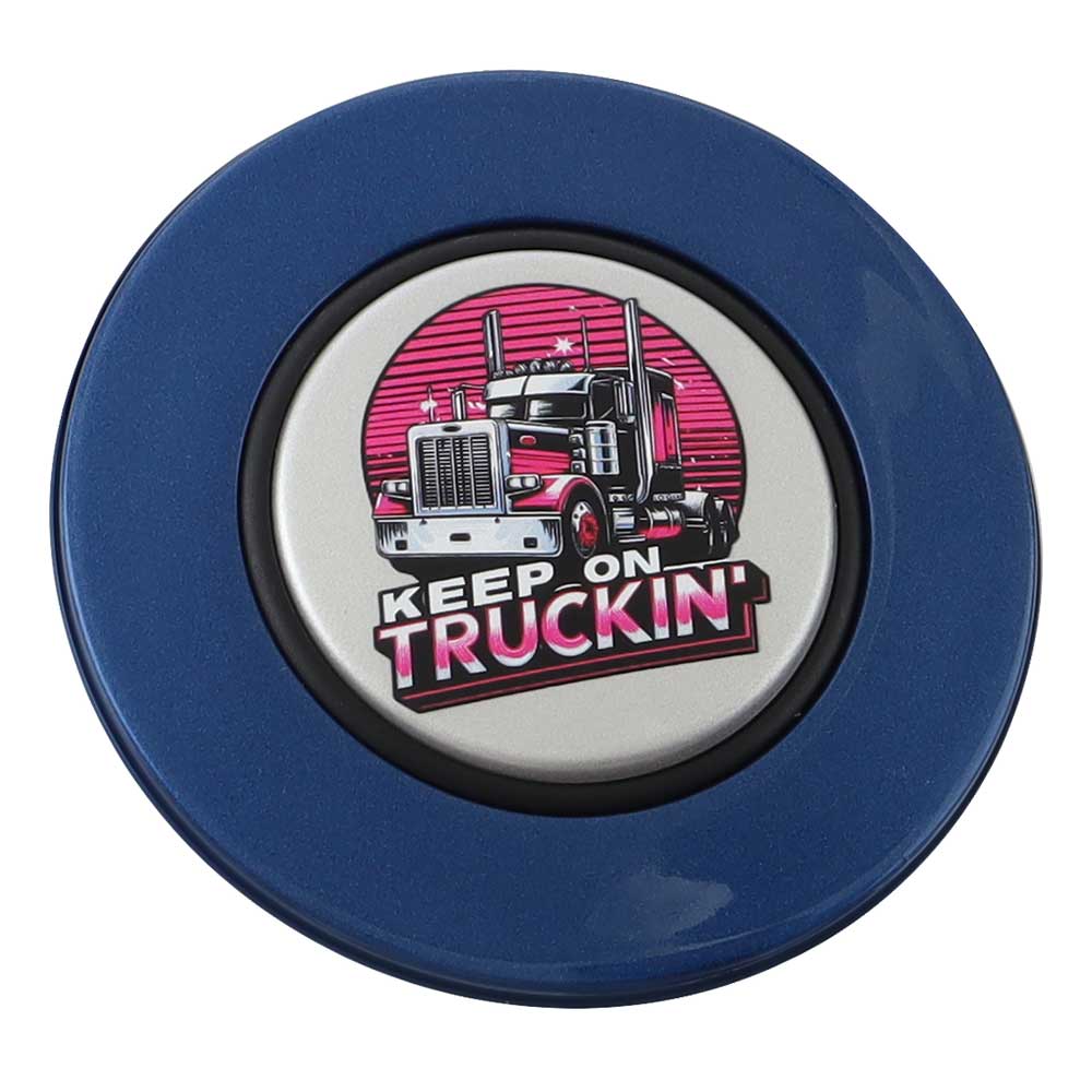 Magnetic Horn Button with Keep On Truckin on Silver Medallion - Image 6