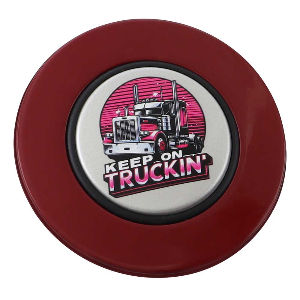 Magnetic Horn Button with Keep On Truckin on Silver Medallion - Image 8