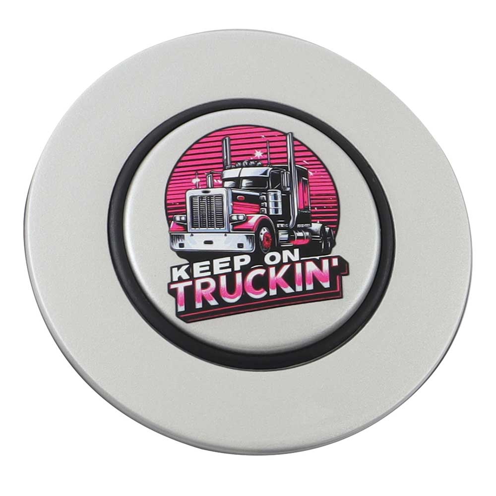 Magnetic Horn Button with Keep On Truckin on Silver Medallion - Image 9
