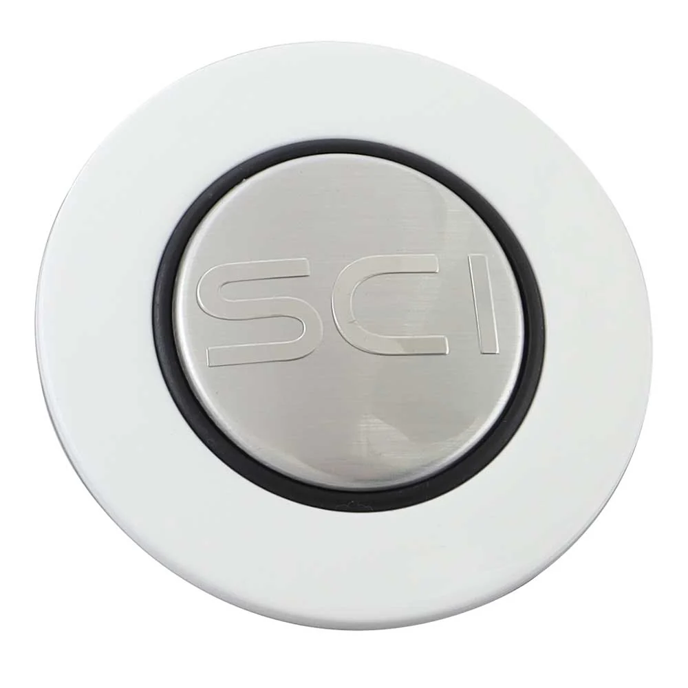 Magnetic Horn Button with SCI on Silver Medallion - White