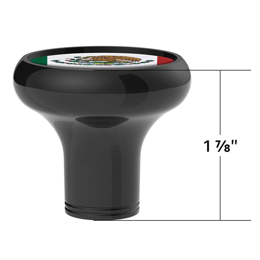 Mexico Flag Sticker on a Black Gearshift Knob - 1/2"-13 Thread-On - Image 4