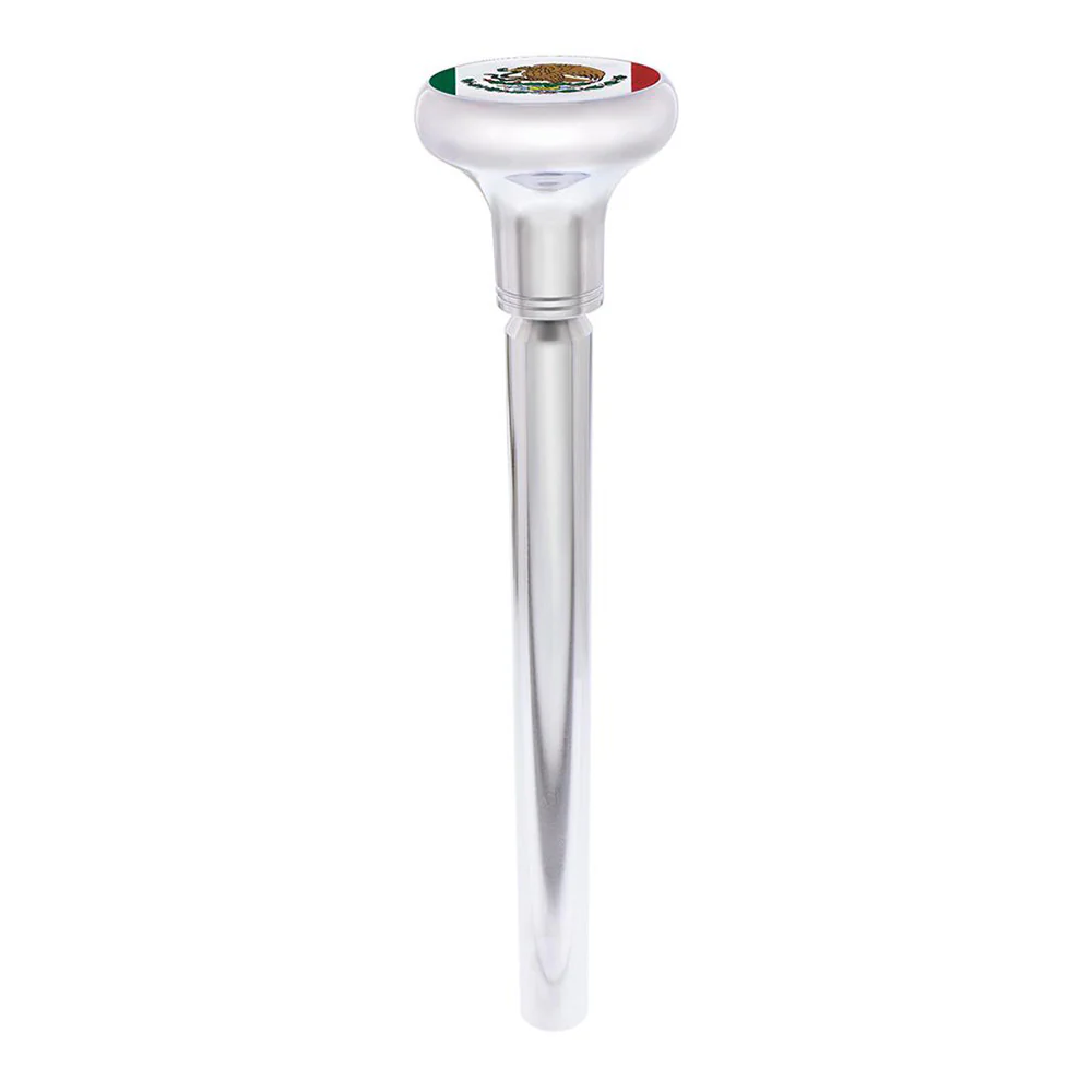 Mexico Flag Sticker on Chrome Gearshift Knob - 1/2"-13 Thread-On - Image 4