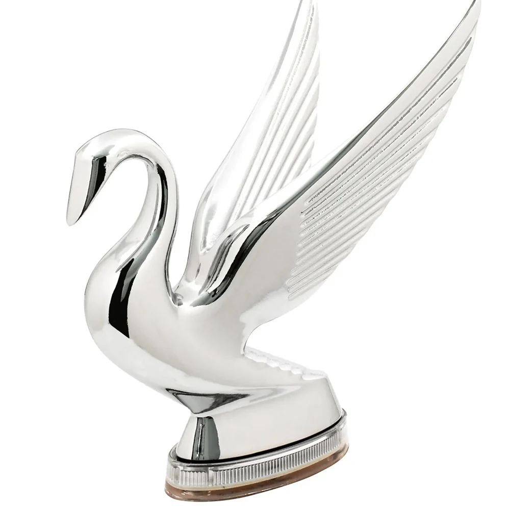 Modern Swan Hood Ornament with Blue LED with Clear Lens Glow Base - Image 2