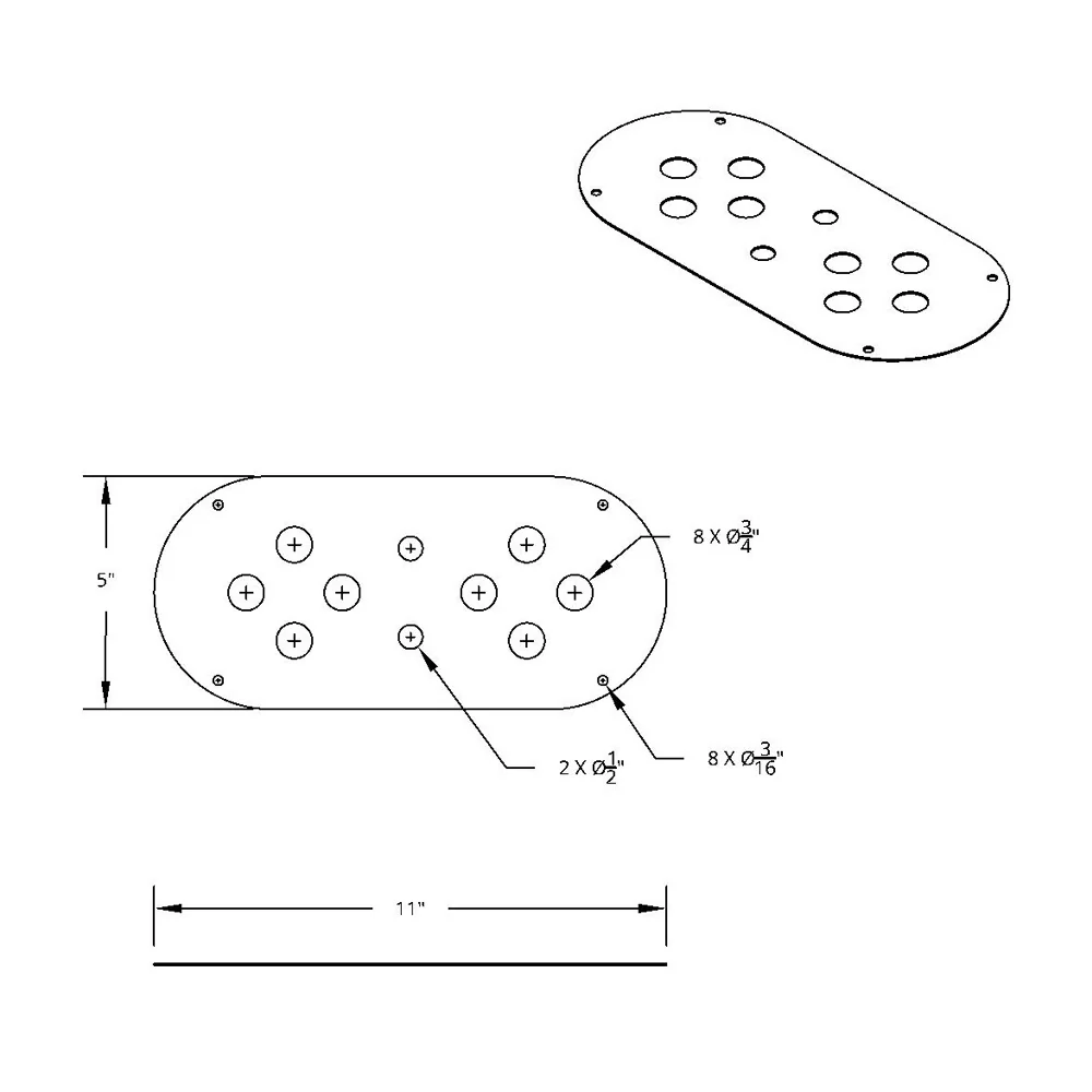 PB, KW Above the Door SS Dome Light Plate 8 Mini Light Holes - Image 3