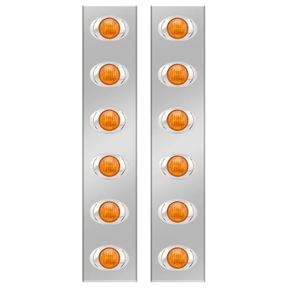 Peterbilt 13" and 15" Stainless Steel Front Air Cleaner Panels with 6 P3 LED Lights - Image 3