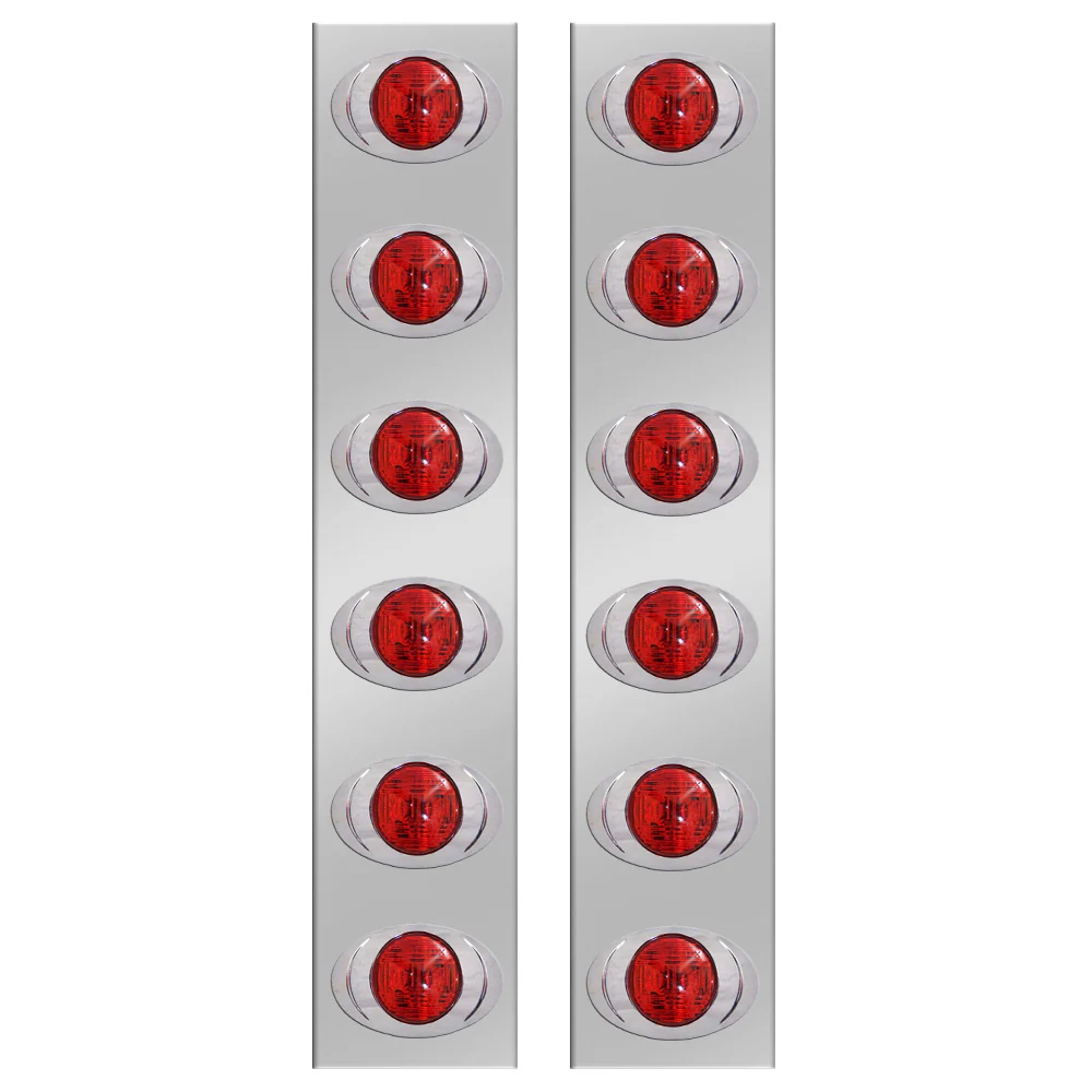 Peterbilt 13" Stainless Steel Rear Air Cleaner Panels with 6 P3 LED Lights - Image 2