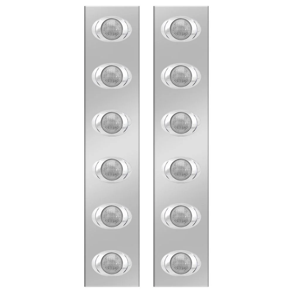 Peterbilt 13" Stainless Steel Rear Air Cleaner Panels with 6 P3 LED Lights - Image 3