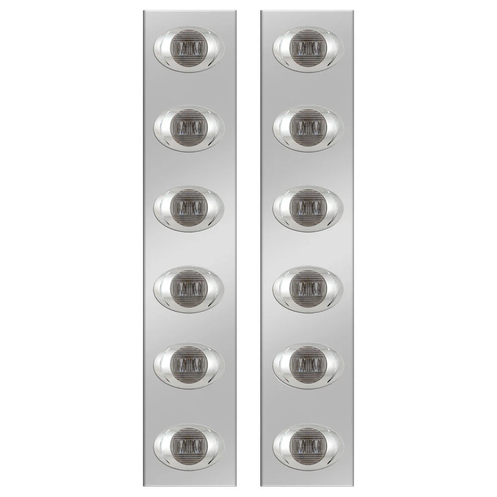 Peterbilt 13" Stainless Steel Rear Air Cleaner Panels with 6 P3 LED Lights - Image 4