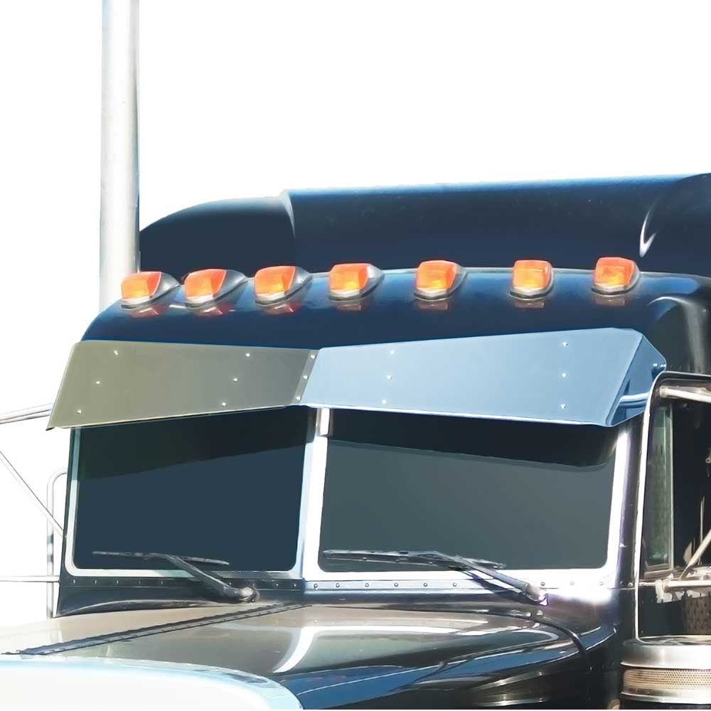 Peterbilt 300 Series 1996-2001 SS 14" to 9" Bow-Tie Visor w/ Door Mounted Mirrors