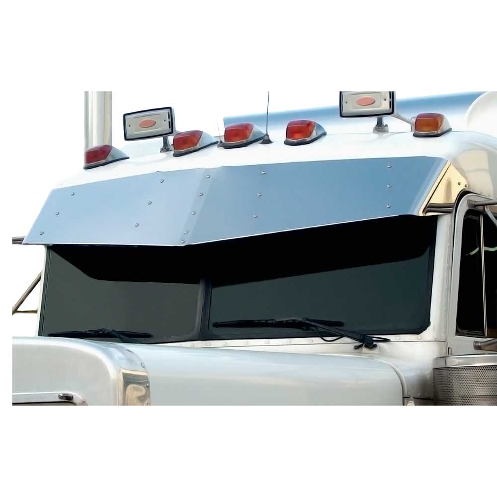 Peterbilt 300 Series 1996-2001 Stainless Door Mounted Mirrors  14" to 16" V-Style Visor