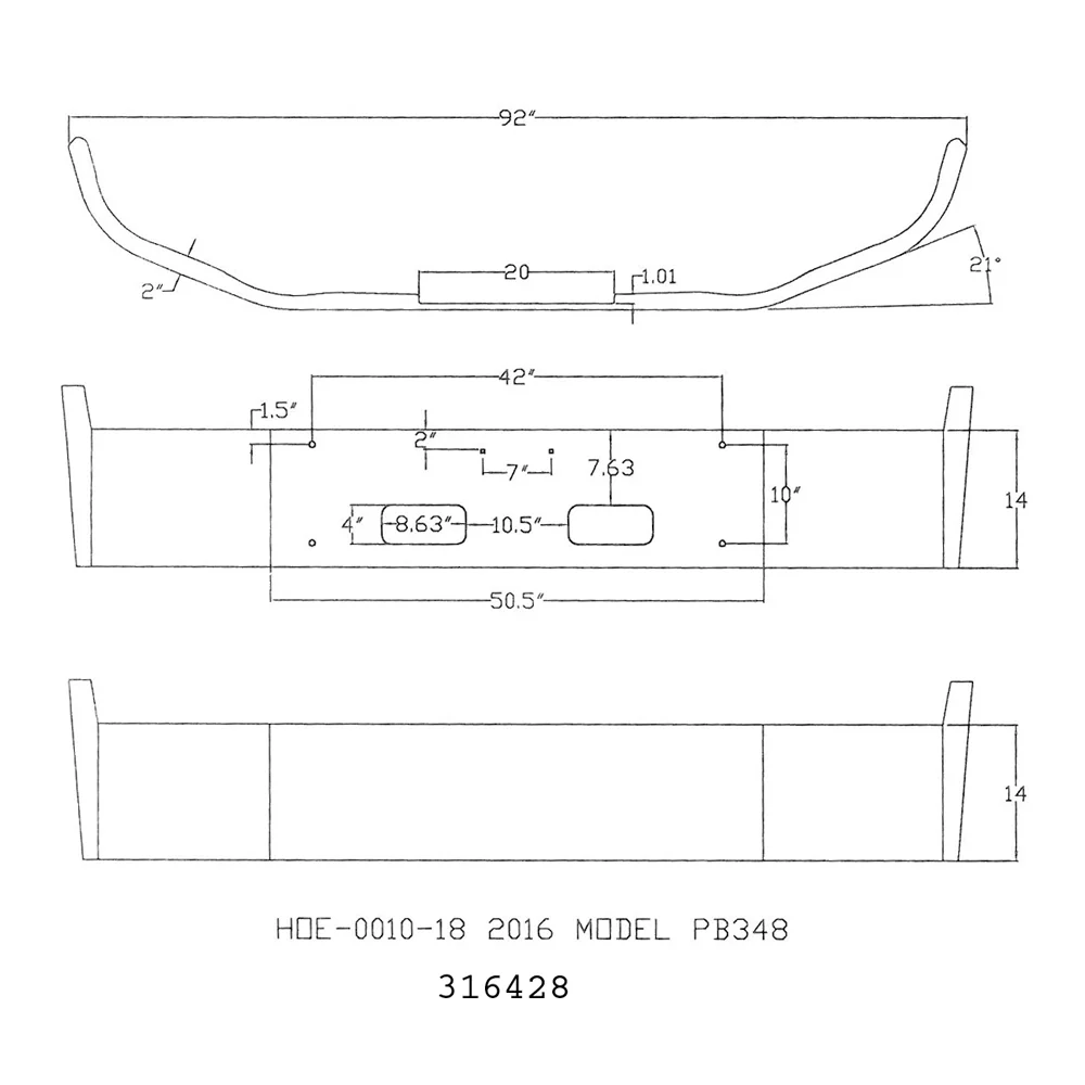 Peterbilt 348 14" Set Forward Chrome Bumper - Image 3