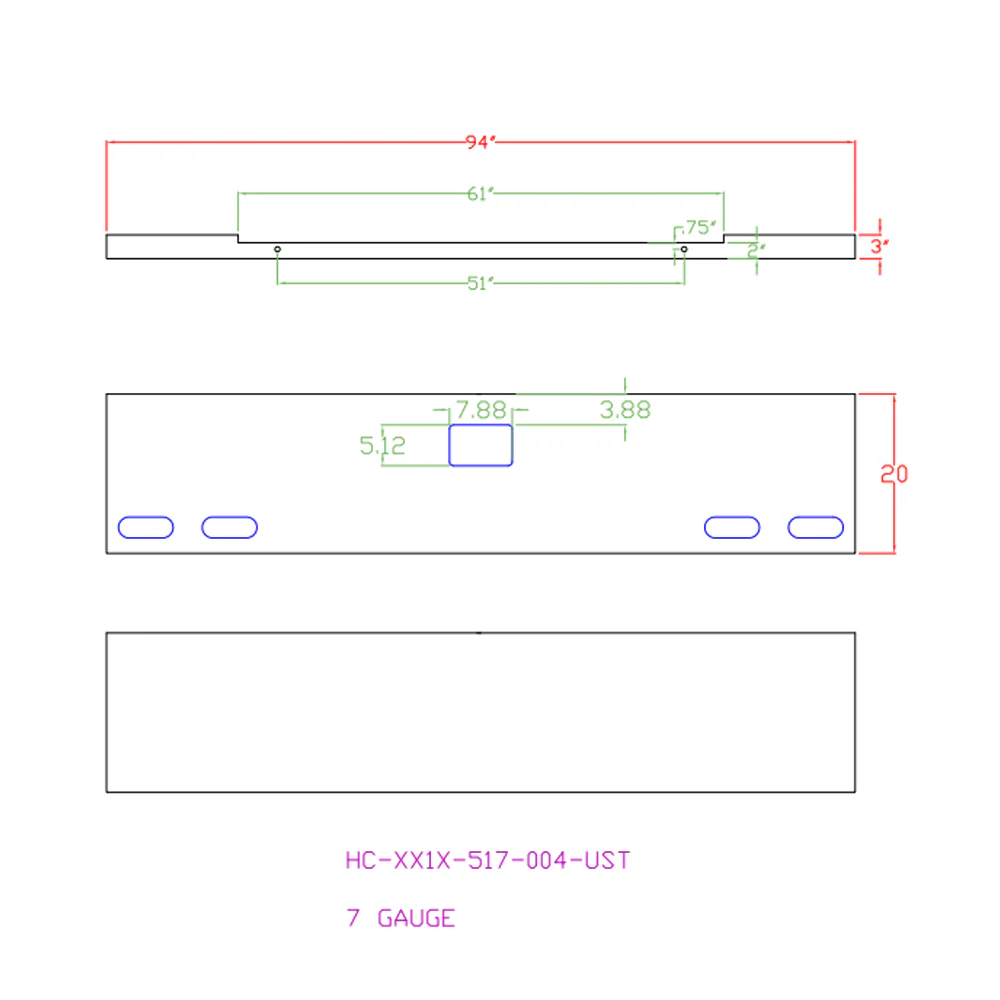 Peterbilt 357 20" Box End Stainless Steel Bumper with Four Oval Light Cutouts and Tow