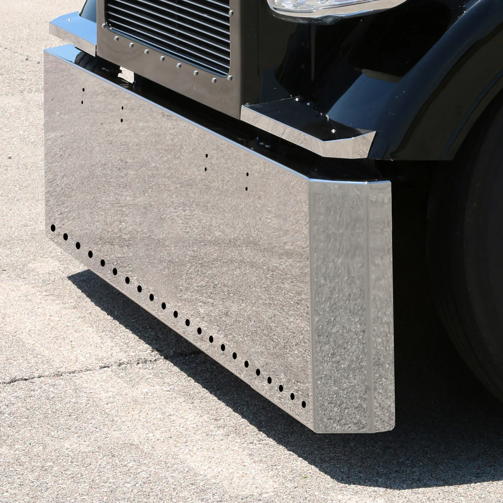 Peterbilt 359 1973-1987 Stainless Steel 20" Switchback End Bumper with  3/4" Light Cutouts
